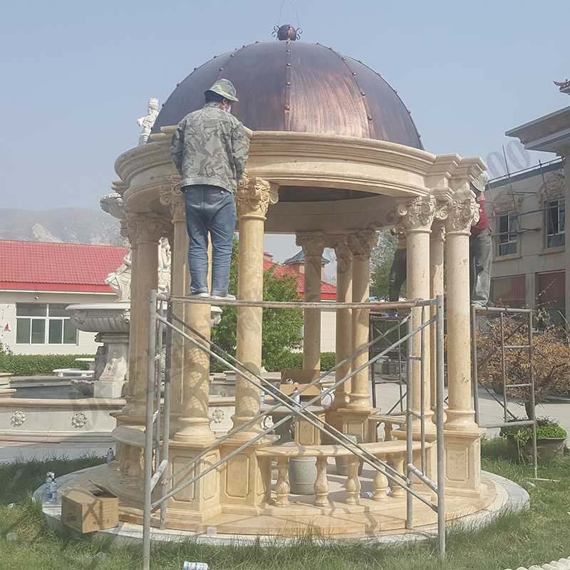 歐式大理石涼亭，石雕柱子亭子，石材景觀涼亭