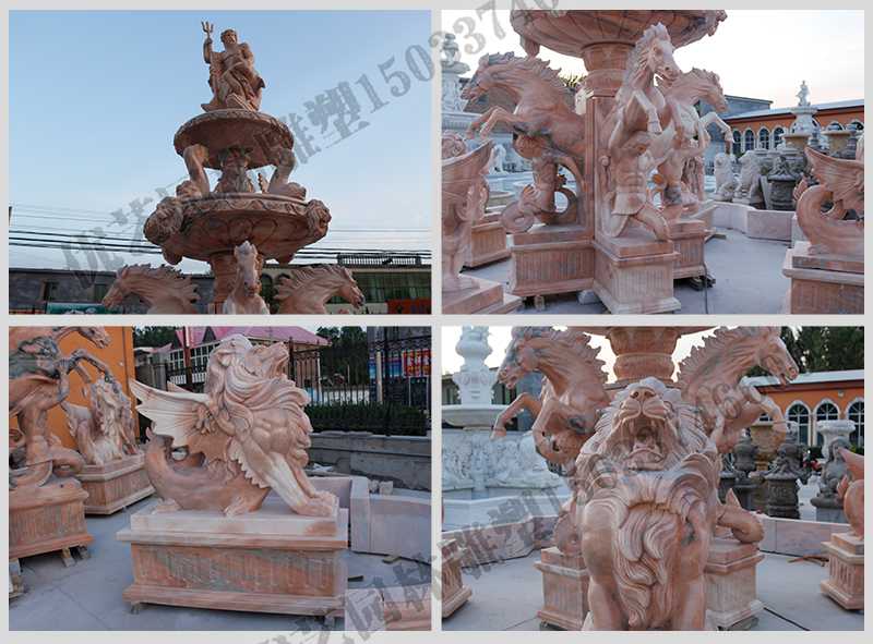 大理石景觀噴泉，石雕噴泉廠家，歐式人物動物噴泉