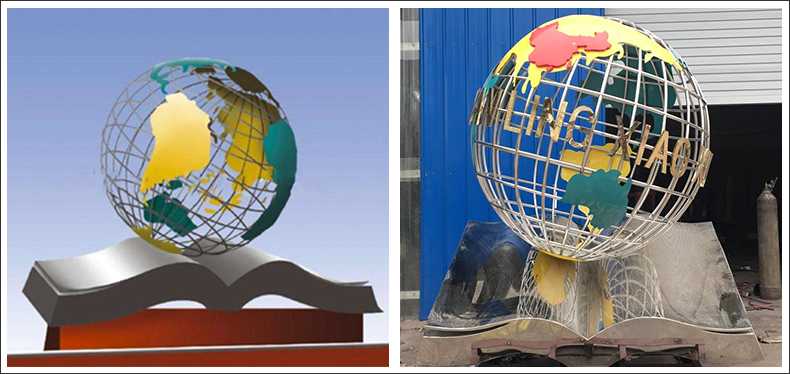 不銹鋼地球，景觀地球雕塑，學(xué)校地球儀擺件