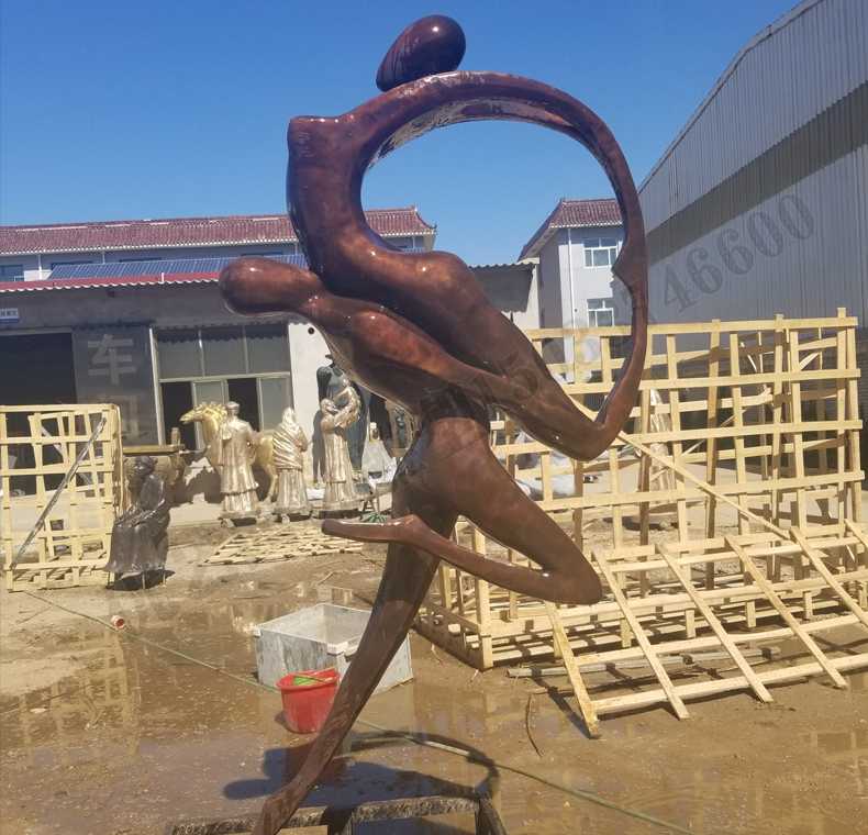 抽象舞蹈人物銅雕塑，銅男女跳舞雕塑，抽象銅人物雕塑