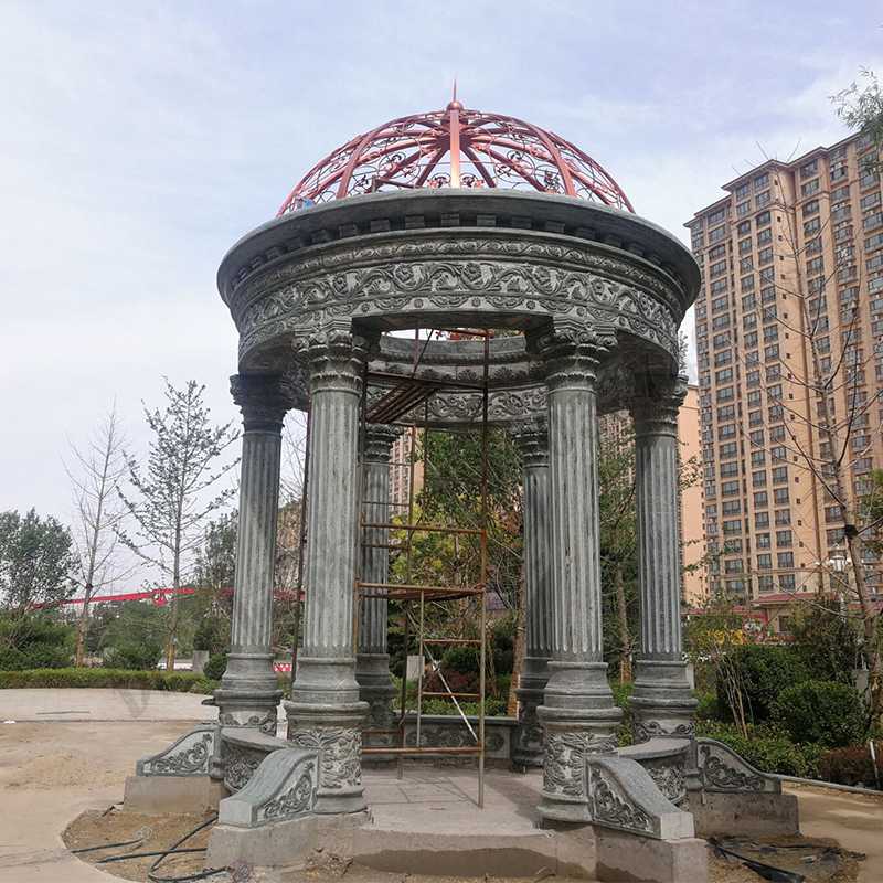 歐式景觀涼亭，小區(qū)花園休息亭子，石雕景觀亭子，綠色景觀涼亭1.jpg