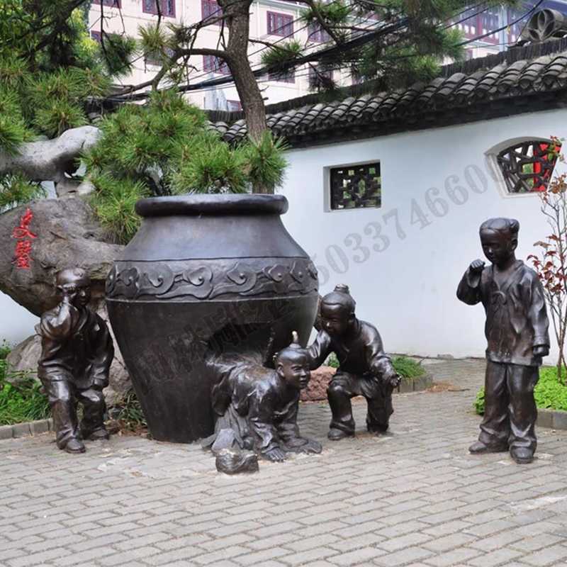 銅小孩雕塑，兒童銅雕塑