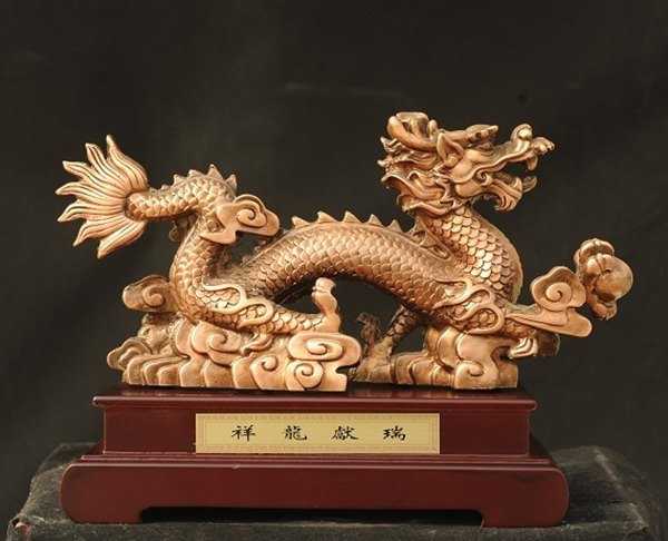 景觀雕塑定制，銅龍擺件